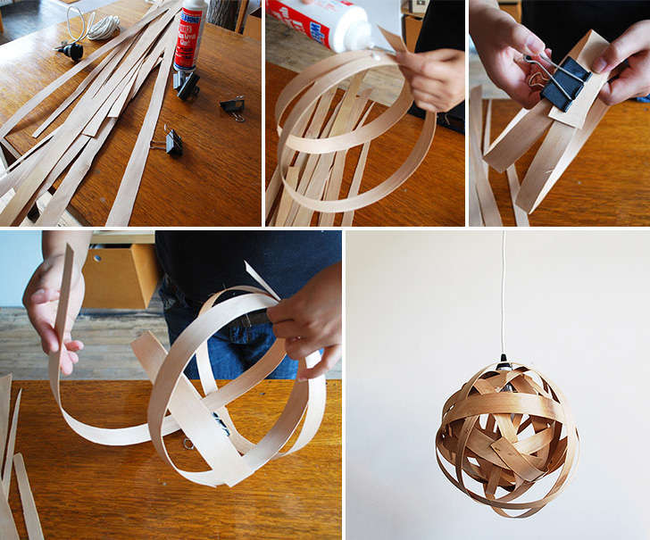 DIY lamp hout strips - Woontrendz