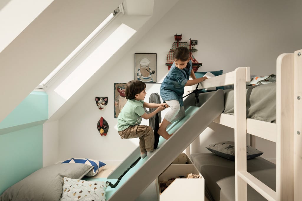 Kinderkamer met daglicht via het dakraam