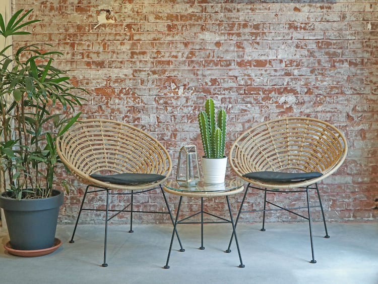 Retro rieten tuinstoelen