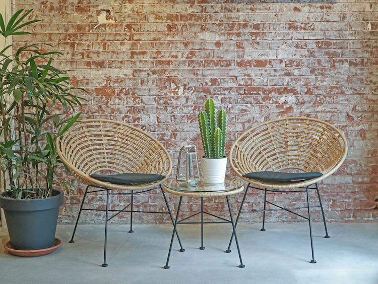 Retro rieten tuinstoelen