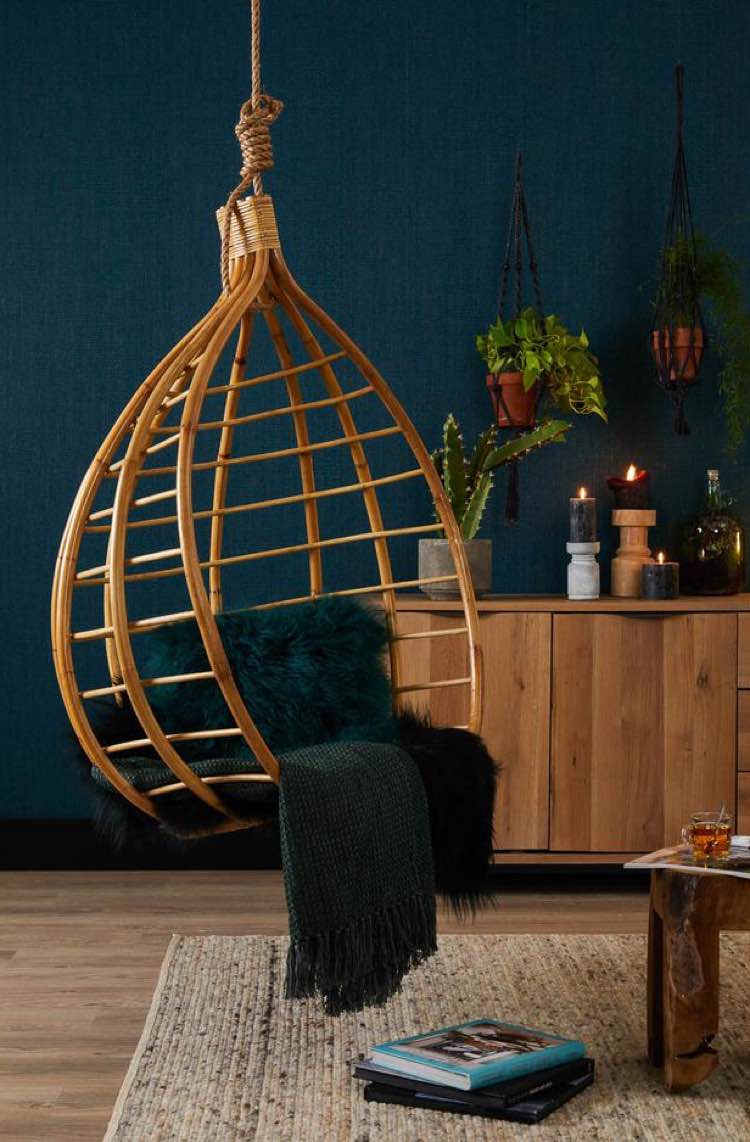 Hangfauteuil Olive bruin rotan