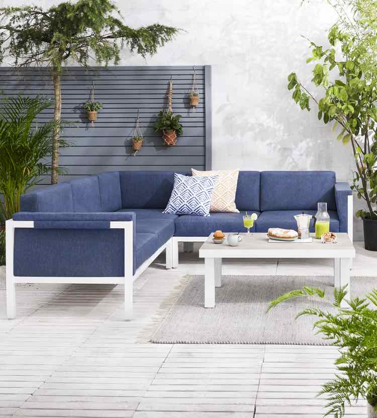 Loungebank blauw wit- Leen Bakker