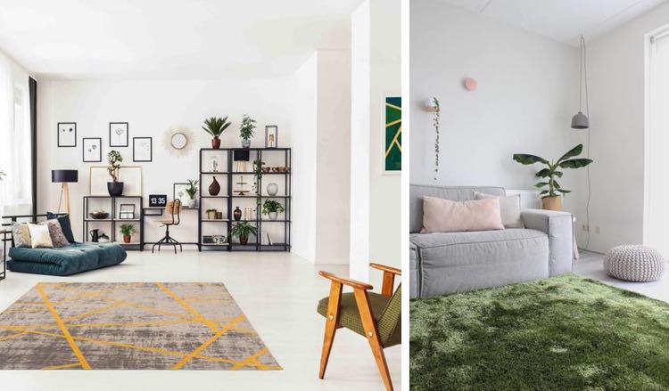 Groen vloerkleed Ross en Vintage vloerkleed Planet