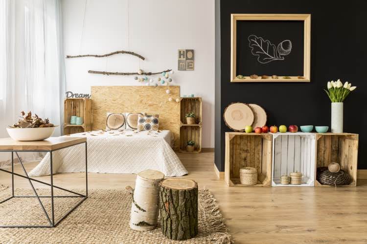 DIY bijzettafel - houten fruitkastjes nachtkastje en bijzettafel en kastje