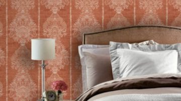 Barok behang slaapkamer oranje roze