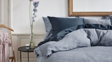 Bedlinnen dekbedovertrek gewassen linnen blauw