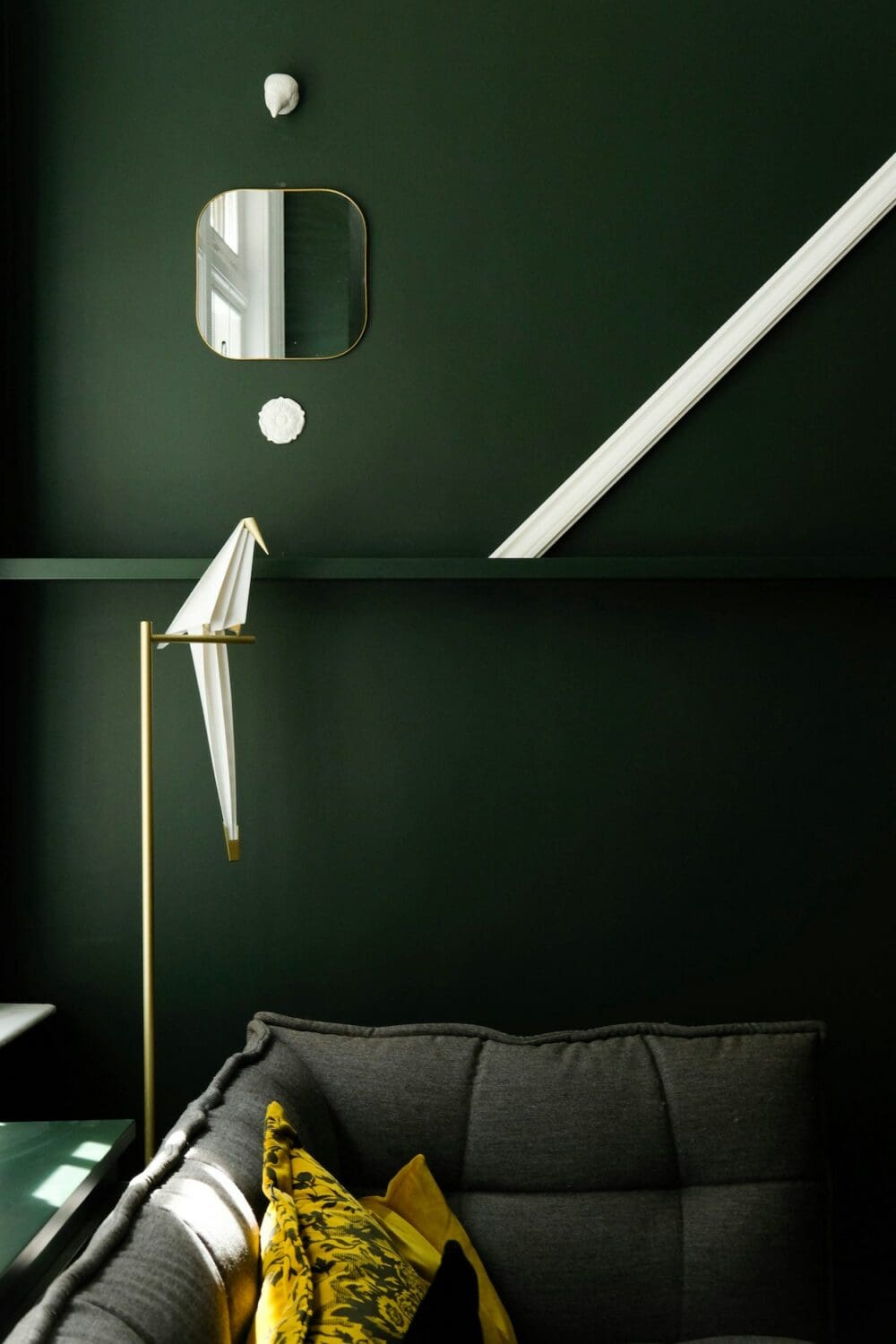 Donkergroen interieur
