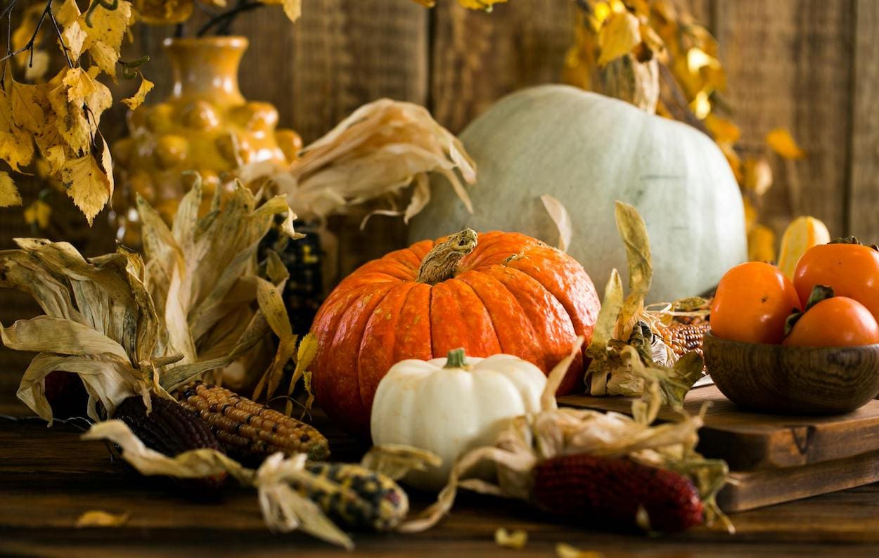 Herfstdecoratie met pompoen